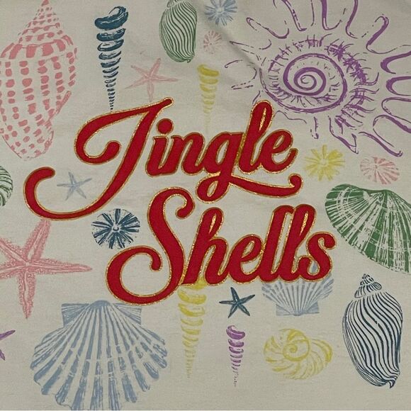 Messy Buns Lazy Days Jingle Shells Short Sleeve Tshirt Cream Orange Blue Medium - Picture 6 of 9